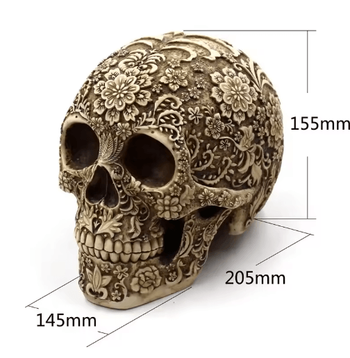 Artistic Resin Skull Sculpture with Plum Blossoms Creative Home & Garden Decor