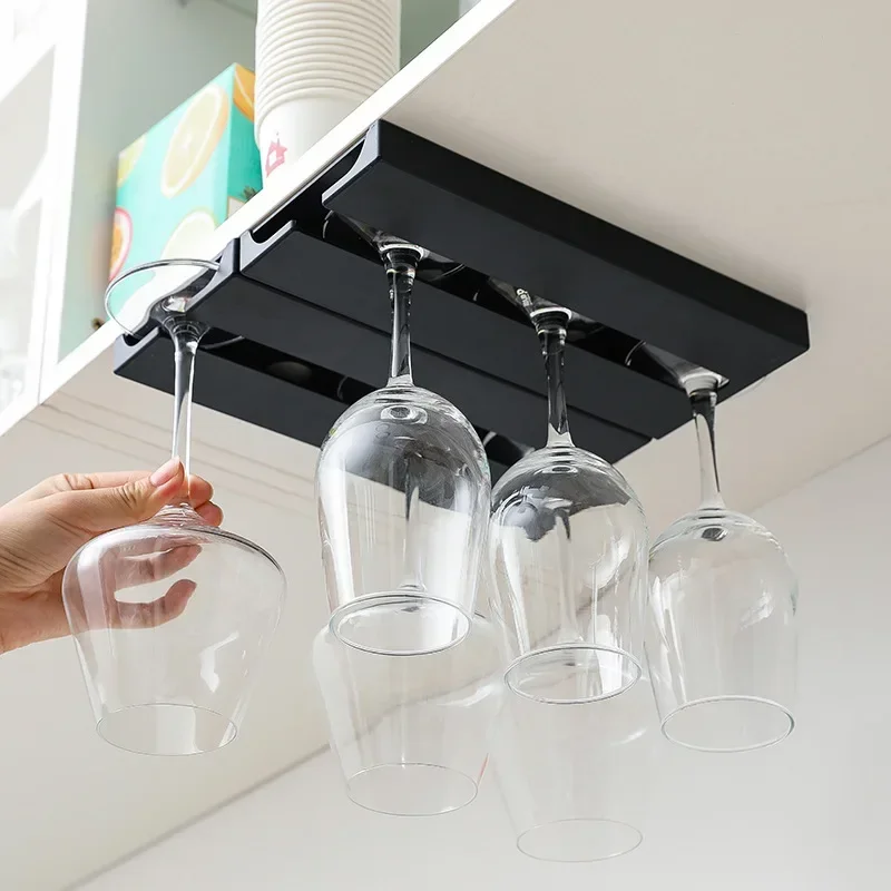 Bar Wine Glass Rack, Non-drilled Cup Holder for Kitchen, Upside-Down Rack for Wine Glasses
