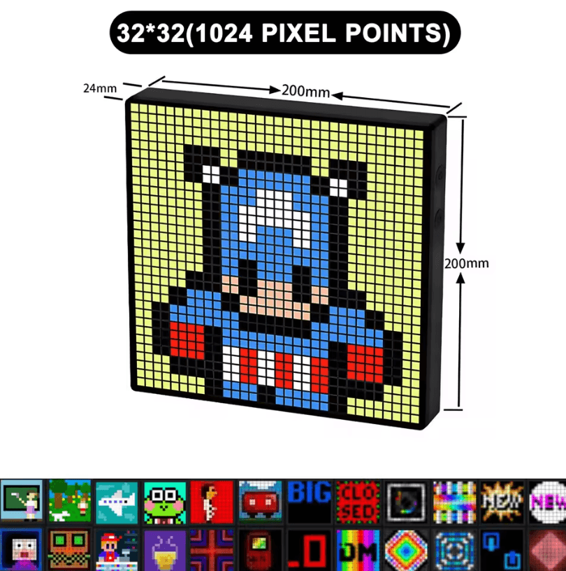 LED Pixel Display Night Light – DIY Matrix Panel with Digital Clock & Fun Text