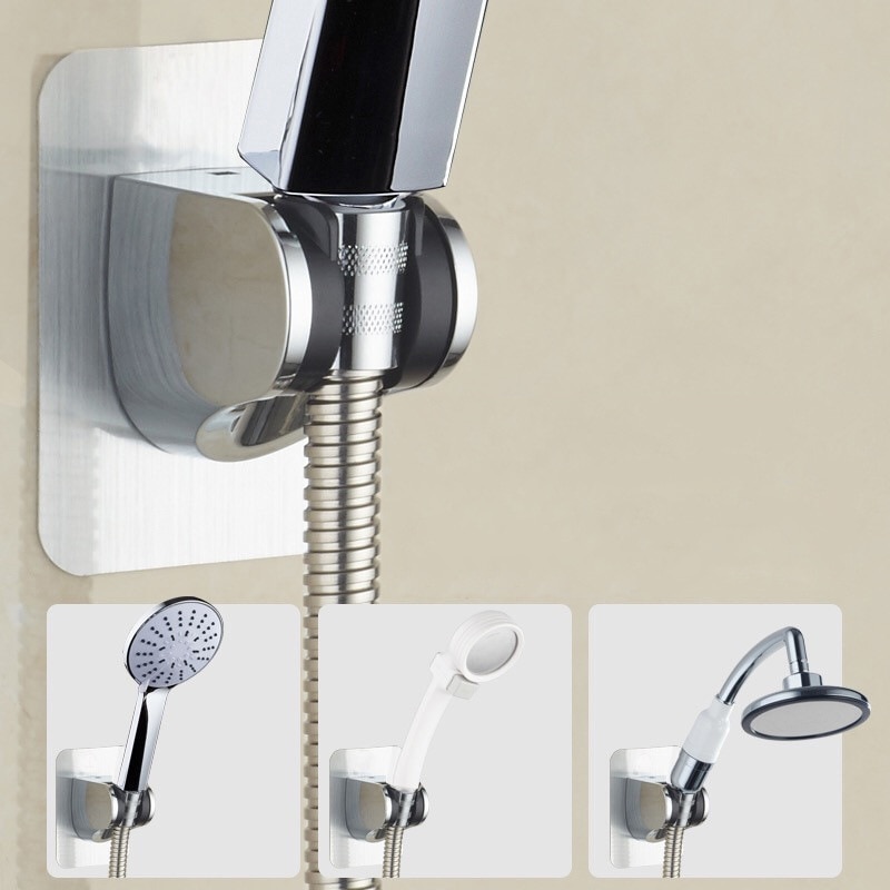 Adjustable Shower Head Holder No Drill Self Adhesive Wall Mounted Bracket