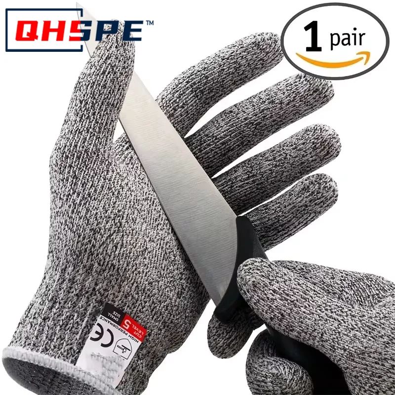 Level 5 Cut Resistant Gloves – HPPE Safety Work & Kitchen Gloves, Anti-Thorn Wear-Resistant for Gardening & Glass
