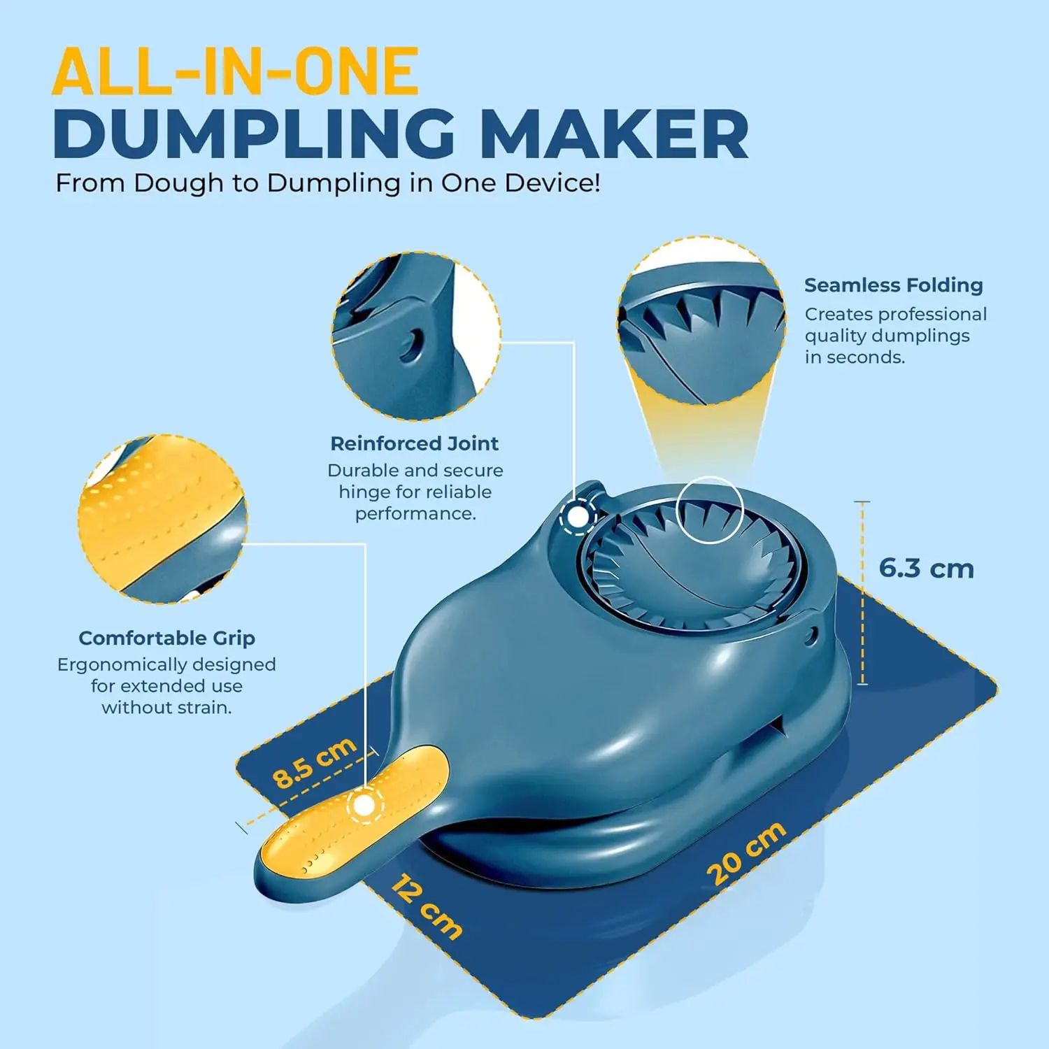 2-in-1 dumpling maker Press & dumpling wrapper maker Tool, Food-Grade Plastic, Fast Fold-and-Seal Mold