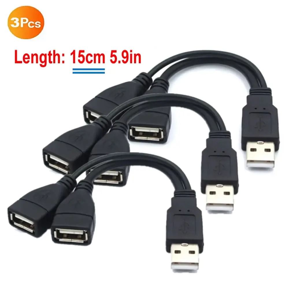 USB 2.0 Y Splitter Cable 1 Male to 2 Female Extension Adapter
