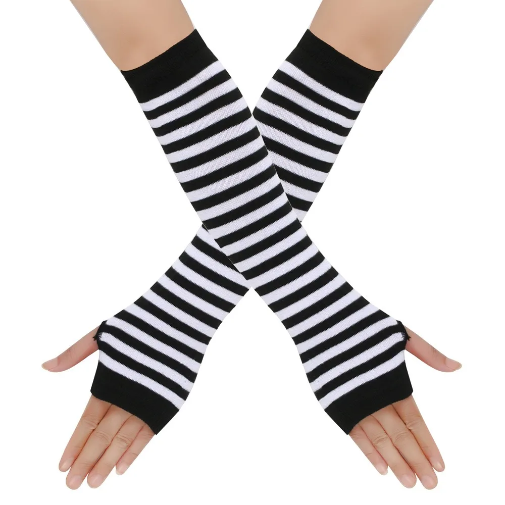 Warmer Knitted Long Finger less Gloves, Fashion Lady Emo Mittens, Christmas Elbow Gloves