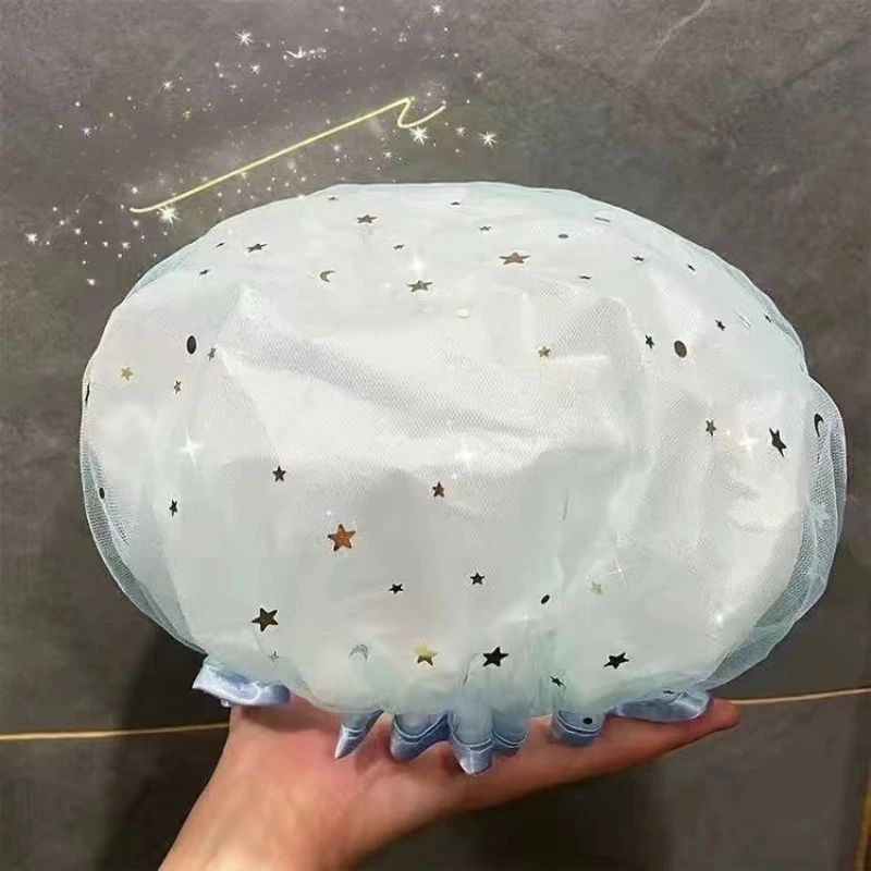 Waterproof Double Layer Shower Cap Set