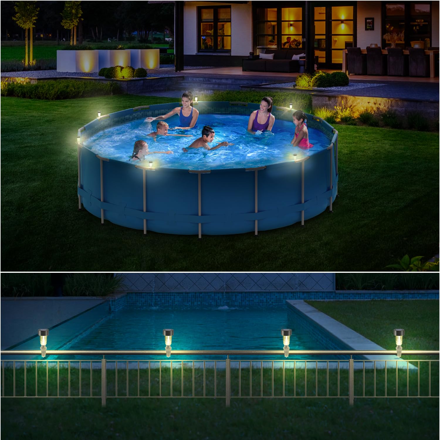 Solar LED Pool Lights Waterproof Outdoor Swimming Pool Fence Decor