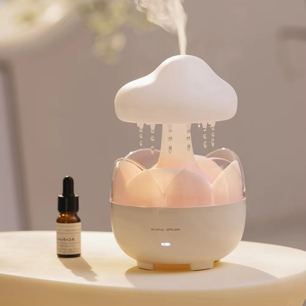Mushroom Rain Cloud Humidifier – Electric Aroma Diffuser with Night Light & Relaxing Water Drop Sounds