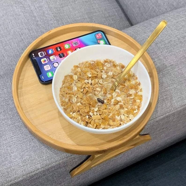 Professional Natural Wooden Foldable Sofa Armrest Tray