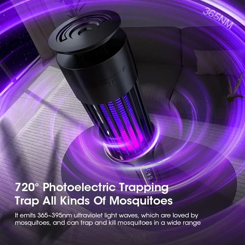Mosquito Killer Lamp Camping Lantern with USB Rechargeable Insect Trap and Electric Swatter Function