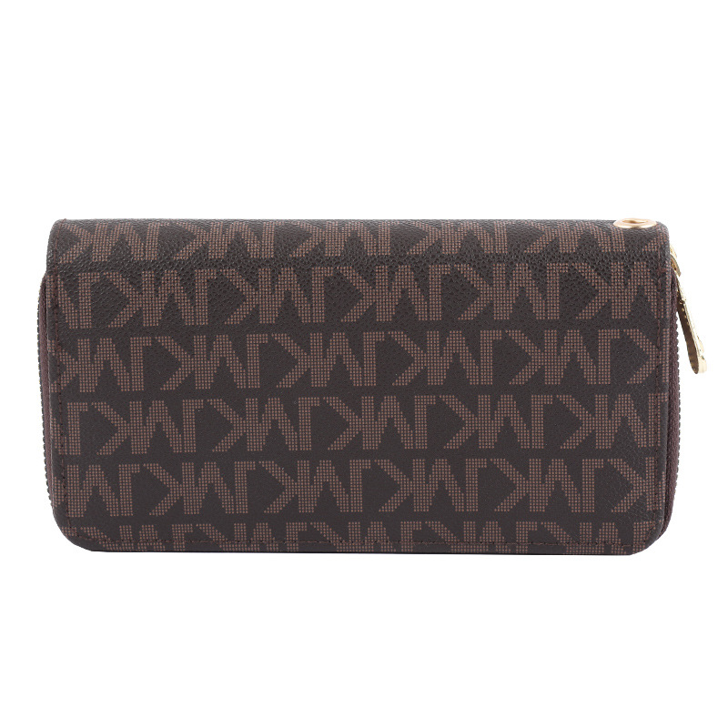 Fashionable Women Long Clutch Wallet with Wristlet and Single Zipper Design