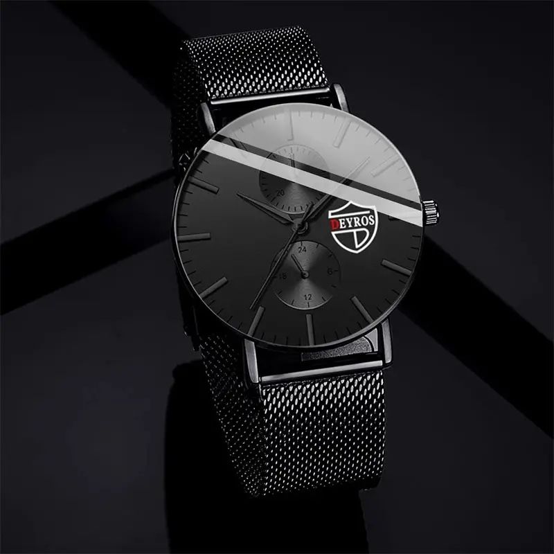 Ultra-Thin Black Stainless Steel Mesh Men's Quartz Business Watch
