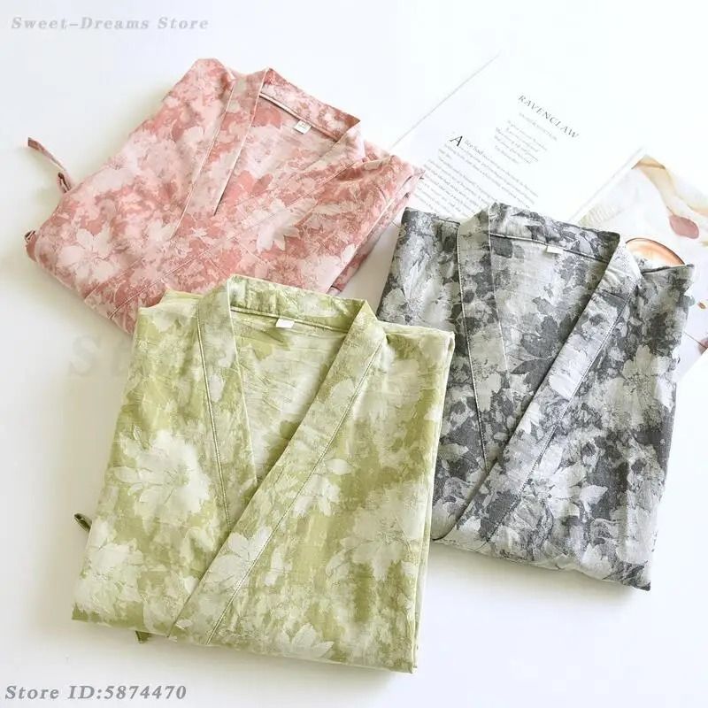 Women's Retro Jacquard Cotton Robe | Premium Kimono Cardigan & Breathable Loungewear System