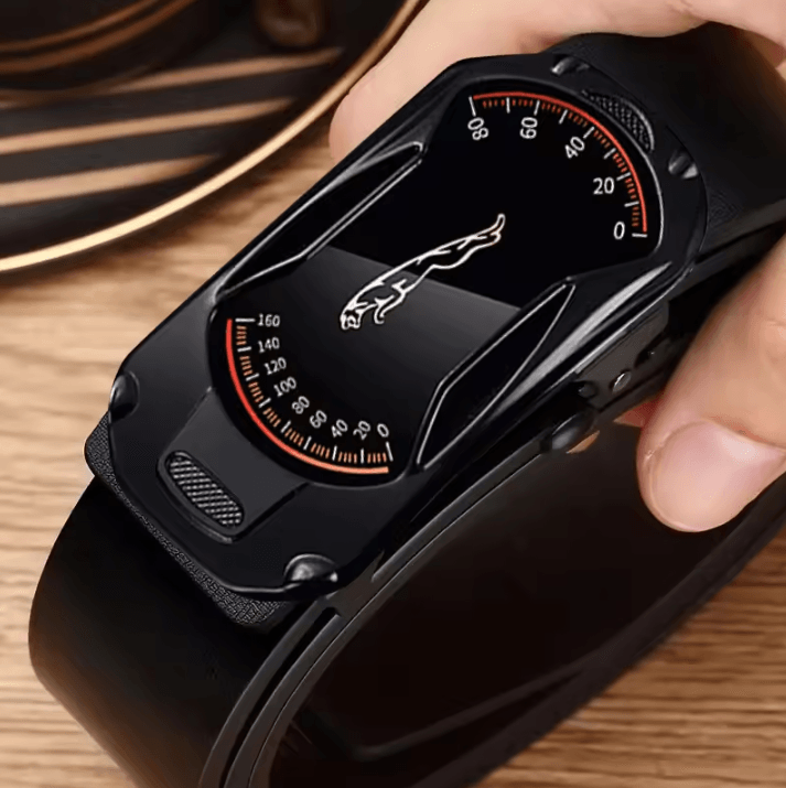 Mens PU Leather Belt Automatic Buckle 47 Inch Adjustable Dress and Casual Belt