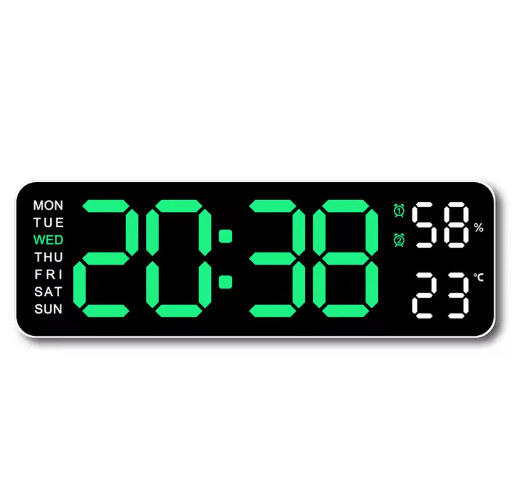 Smart LED Digital Wall Clock Silent Modern Display with Temperature & Calendar