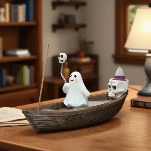 Halloween Ghost Ship Incense Burner Backflow Sandalwood Incense Holder for Table Decor