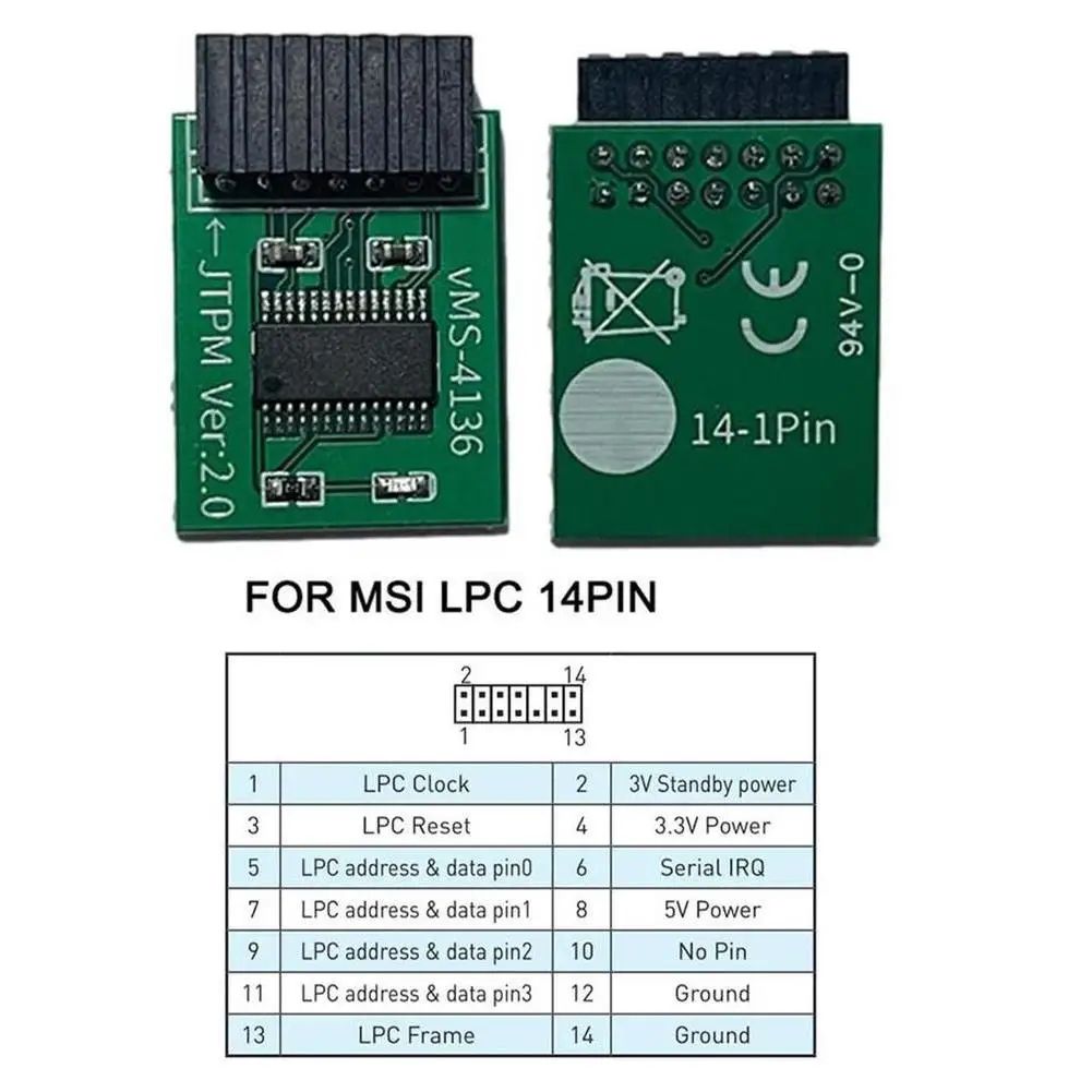 TPM 2.0 Encryption Security Module – 12/14/18/20-1 Pin Trusted Platform Module for Multi-Brand Motherboard