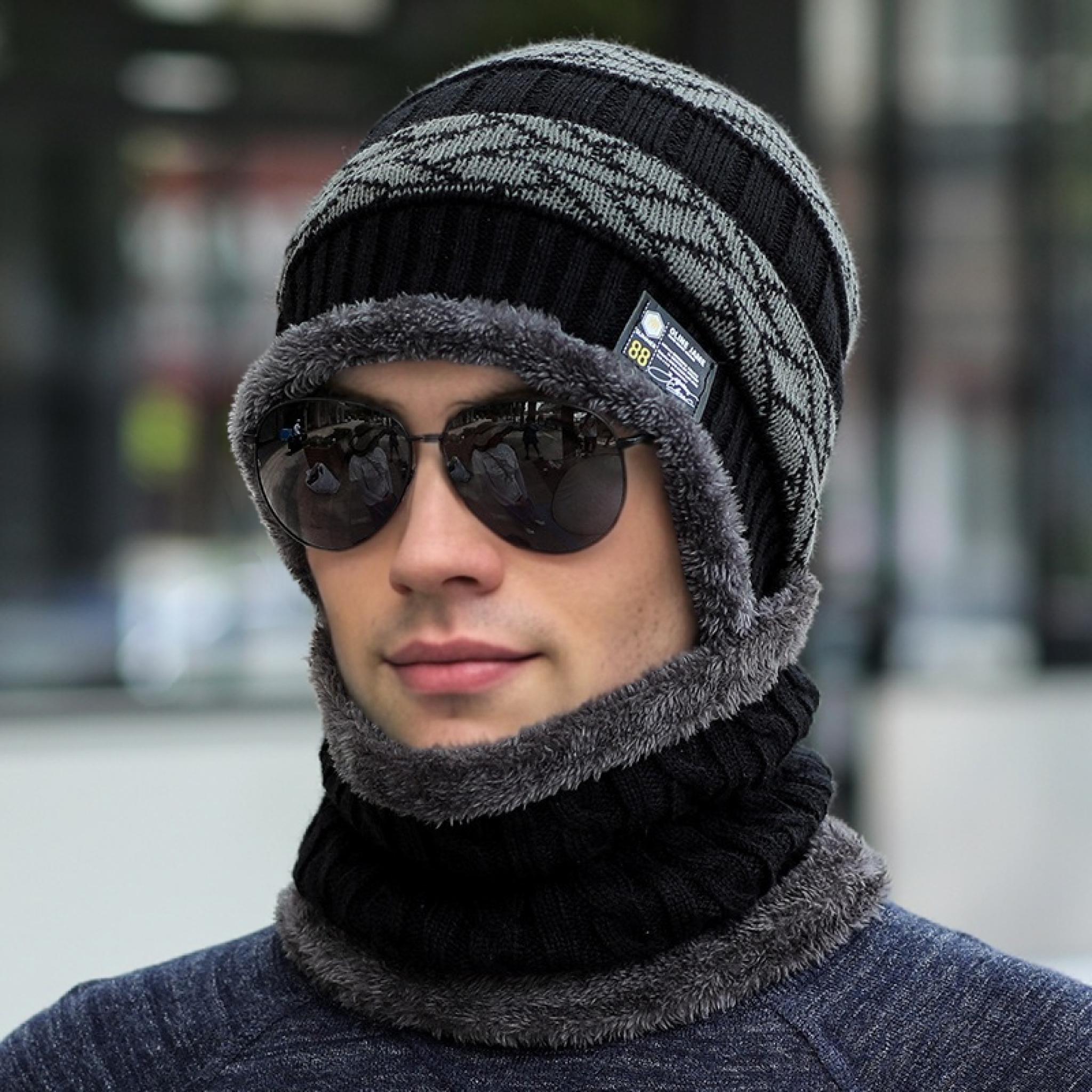 Stylish Winter Hats for Men and Women Knitted Beanie Cap Plush Fur Lining Warm Thick Hot Sale