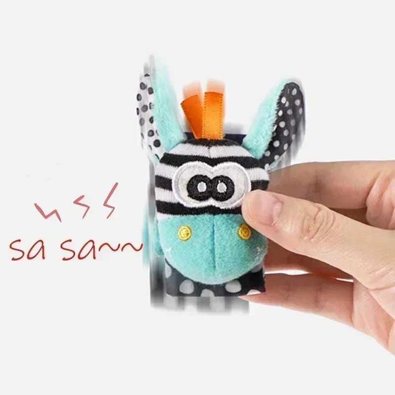 Toddler Socks with Bug Wrist Strap + Rattle Baby Animal Foot Socks Pacifier Toys