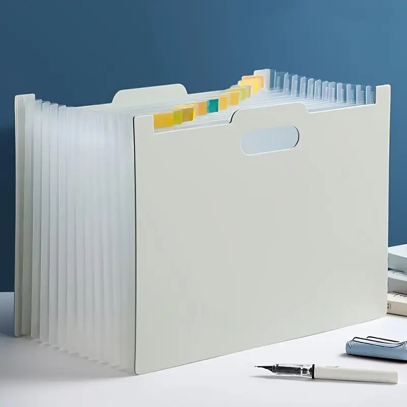 Foldable File Organizer Desk Storage Box with Label Pockets for Home Office