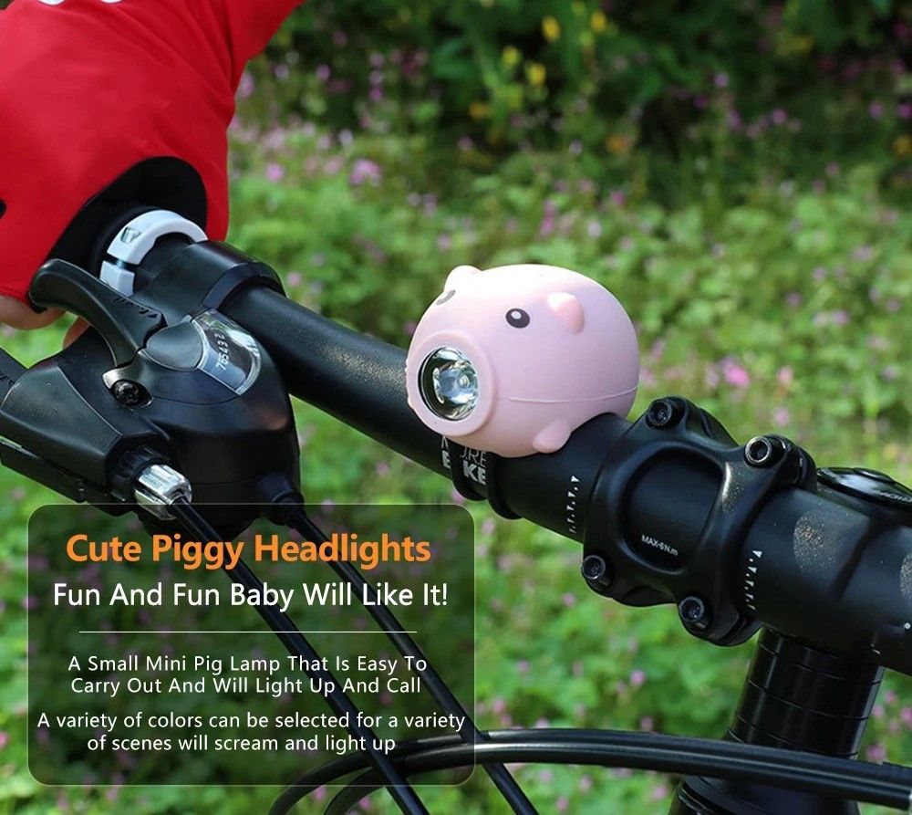 Rechargeable Cute Pig Bicycle Front Light Cartoon Bike Headlight