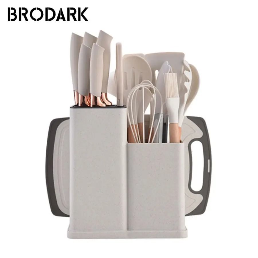 19 Piece Silicone Kitchenware Set with Knives Cutting Board and Utensils