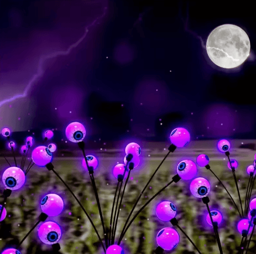 Solar Eyeball Firefly Garden Lights – 6-Head Halloween Solar Stake Lights