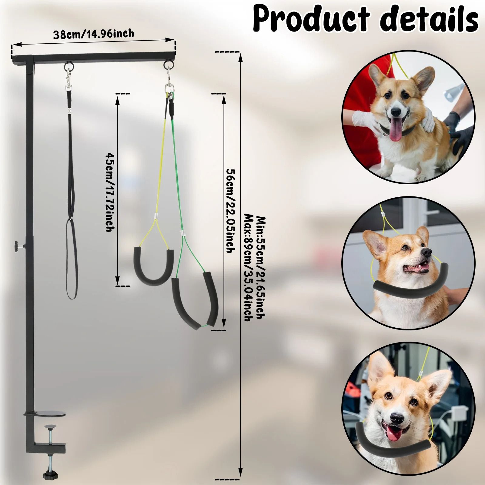 Adjustable Dog Grooming Table Arm Heavy Duty Pet Grooming Stand with Clamp for Nail Trimming and Haircuts