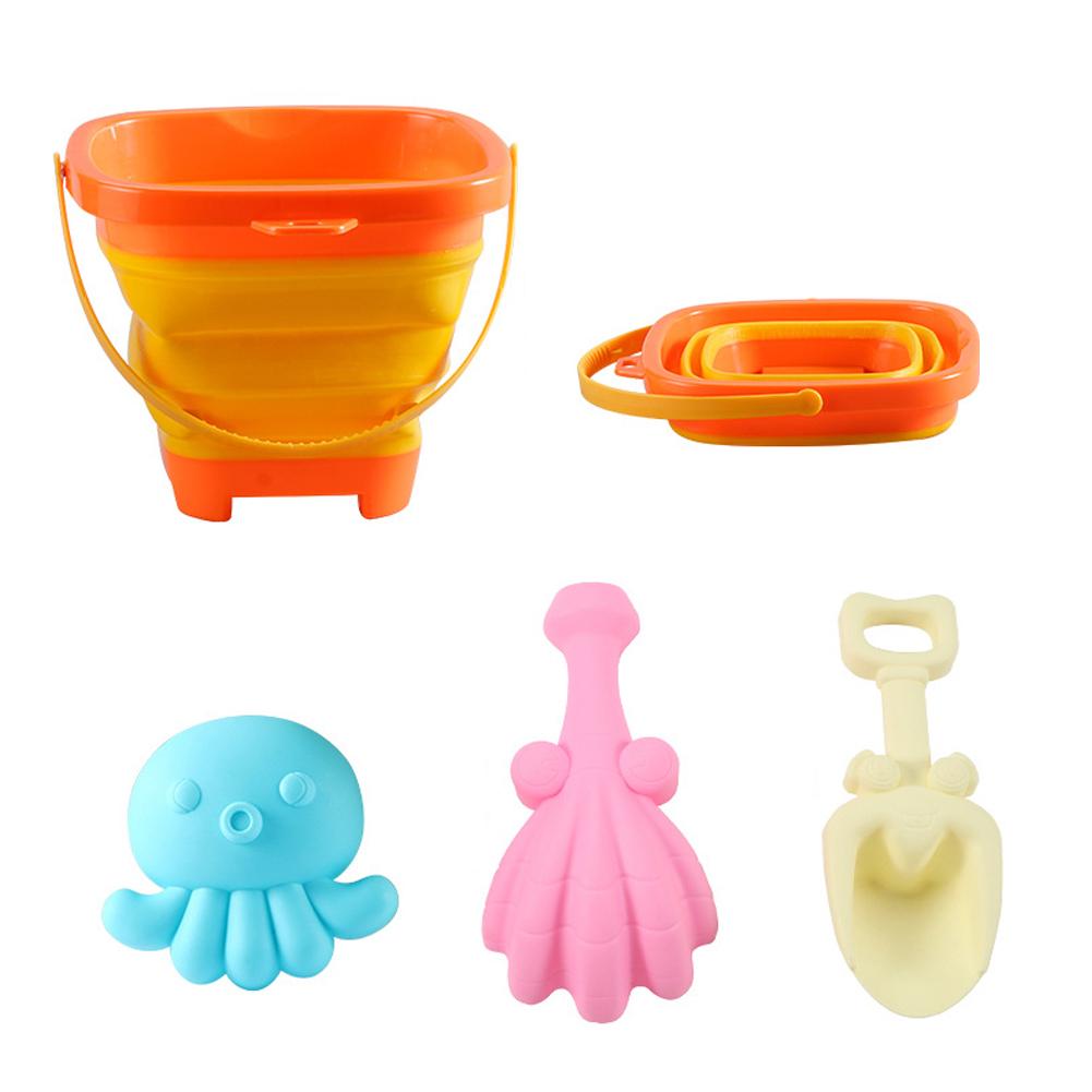 Foldable Kids Beach Bucket Set Travel Sand Toy Kit with Shovel