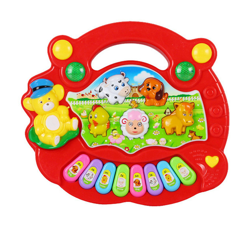 Multifunctional Kid Cartoon Animals Keyboard with Lighting and Music, Educational Toy for Toddlers