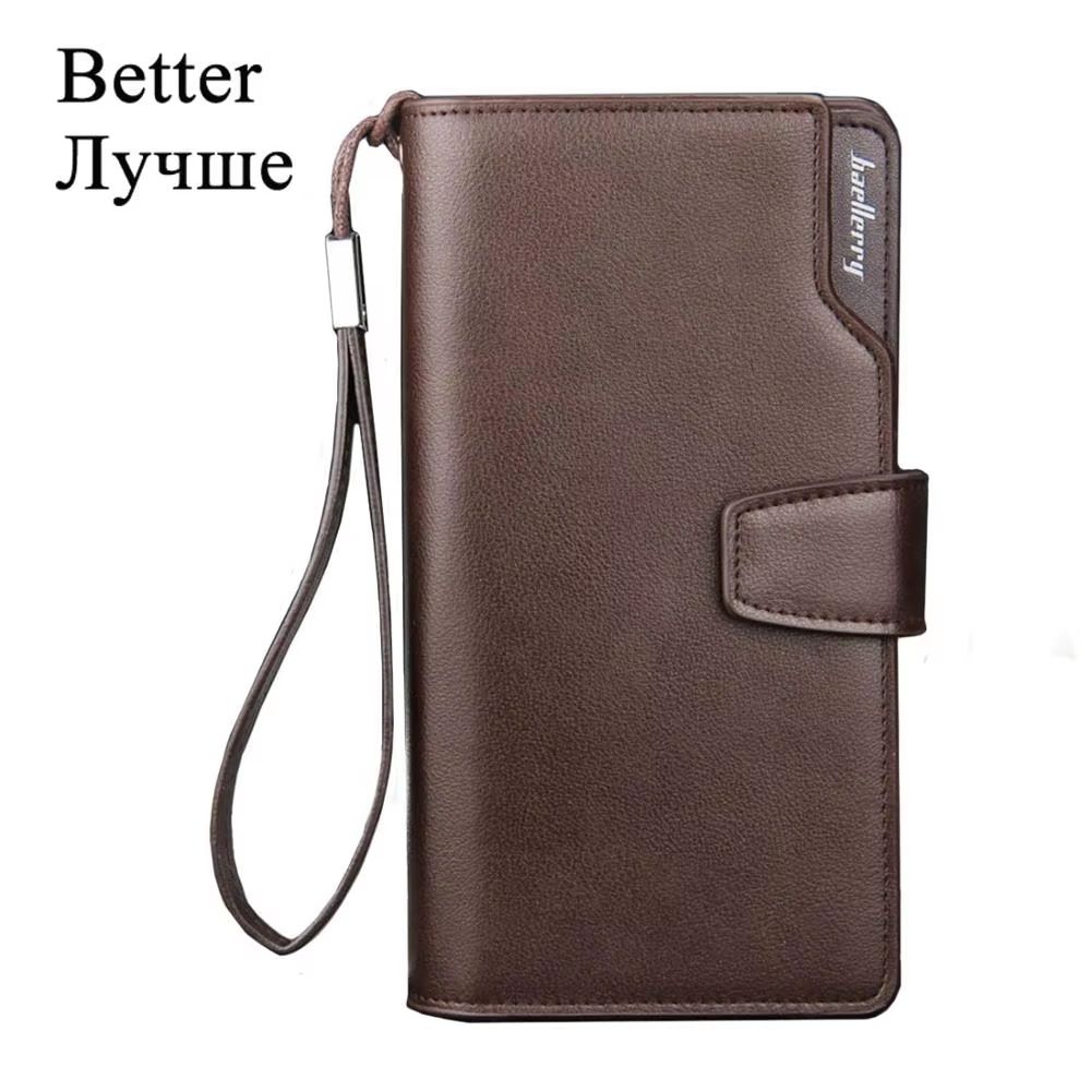 Baellerry Long Men's Wallet – Large Capacity PU Leather Zipper Purse & Card Holder