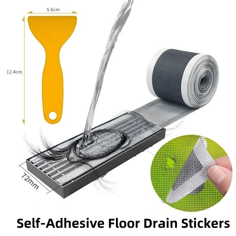 Self Adhesive Shower Drain Hair Catcher Disposable Mesh Floor Stickers
