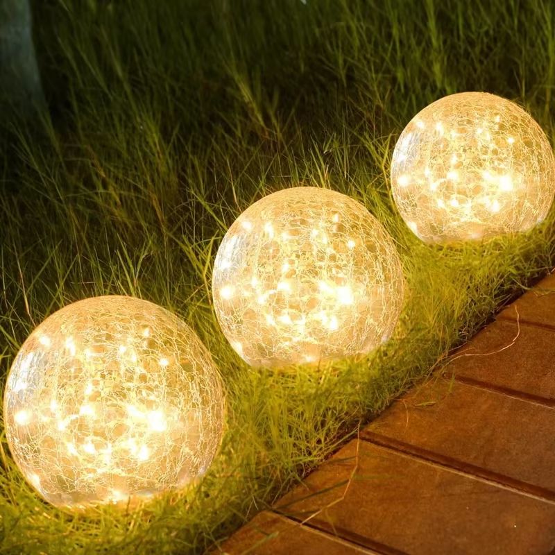 Crystal Glow Solar Cracked Glass Garden Light Waterproof Outdoor Lawn & Pathway Decor