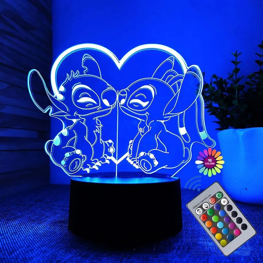 3D Illusion Stitch Night Light Remote Control Smart Touch LED Lamp