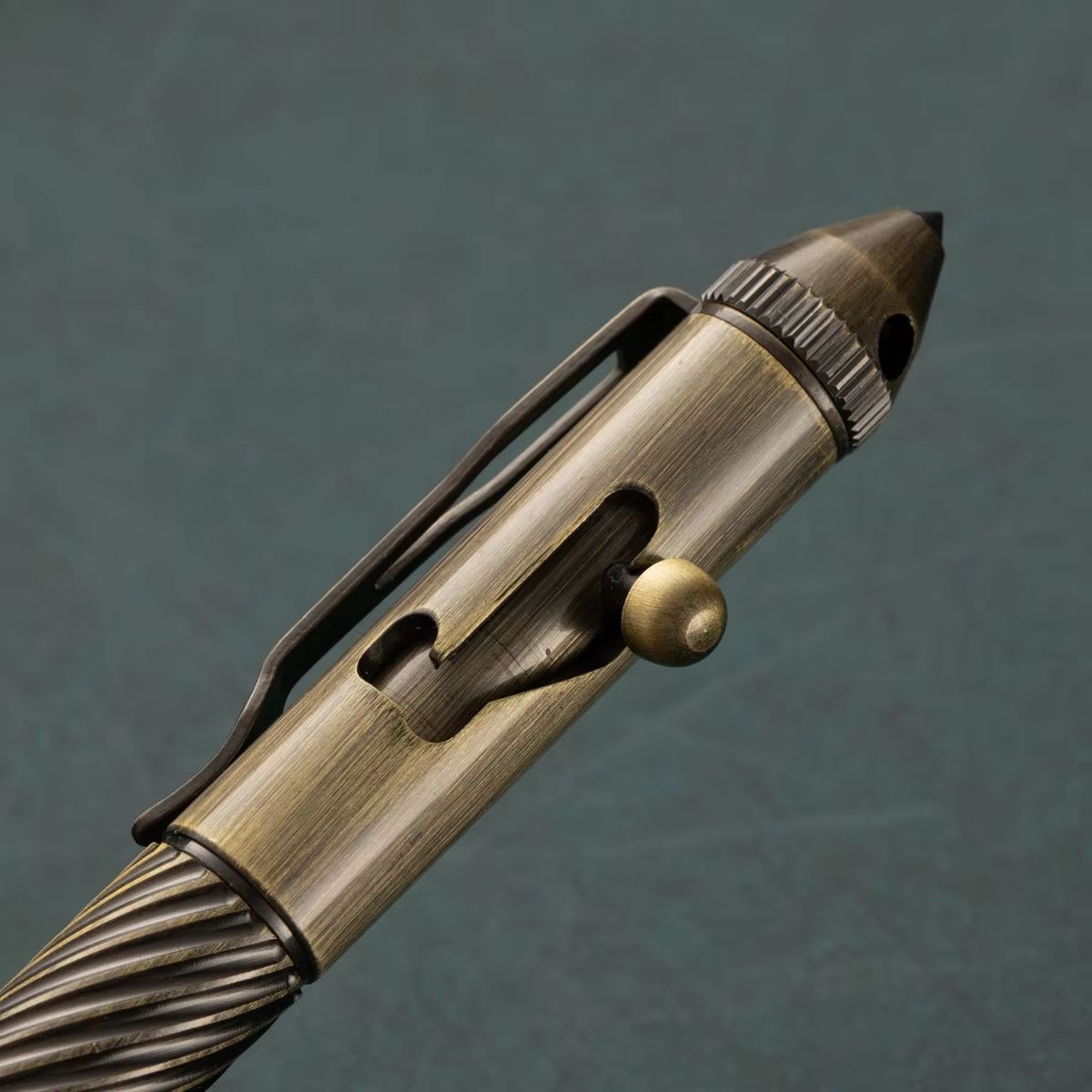 Retro Brass Bolt Action Tactical Pen Tungsten Steel EDC Writing Tool