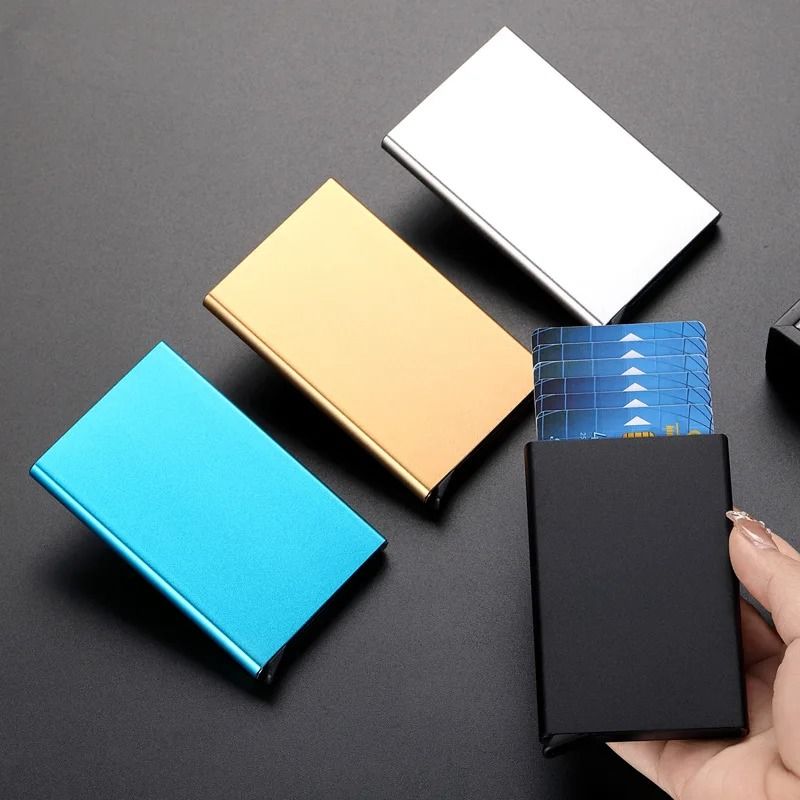 Minimalist Aluminum Wallet – Smart RFID Pop-Up Cardholder Case