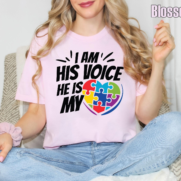 Comfort Colors Autism Mom Faith Shirt – I Am His Voice He Is My Heart Christian Autism Awareness Tee