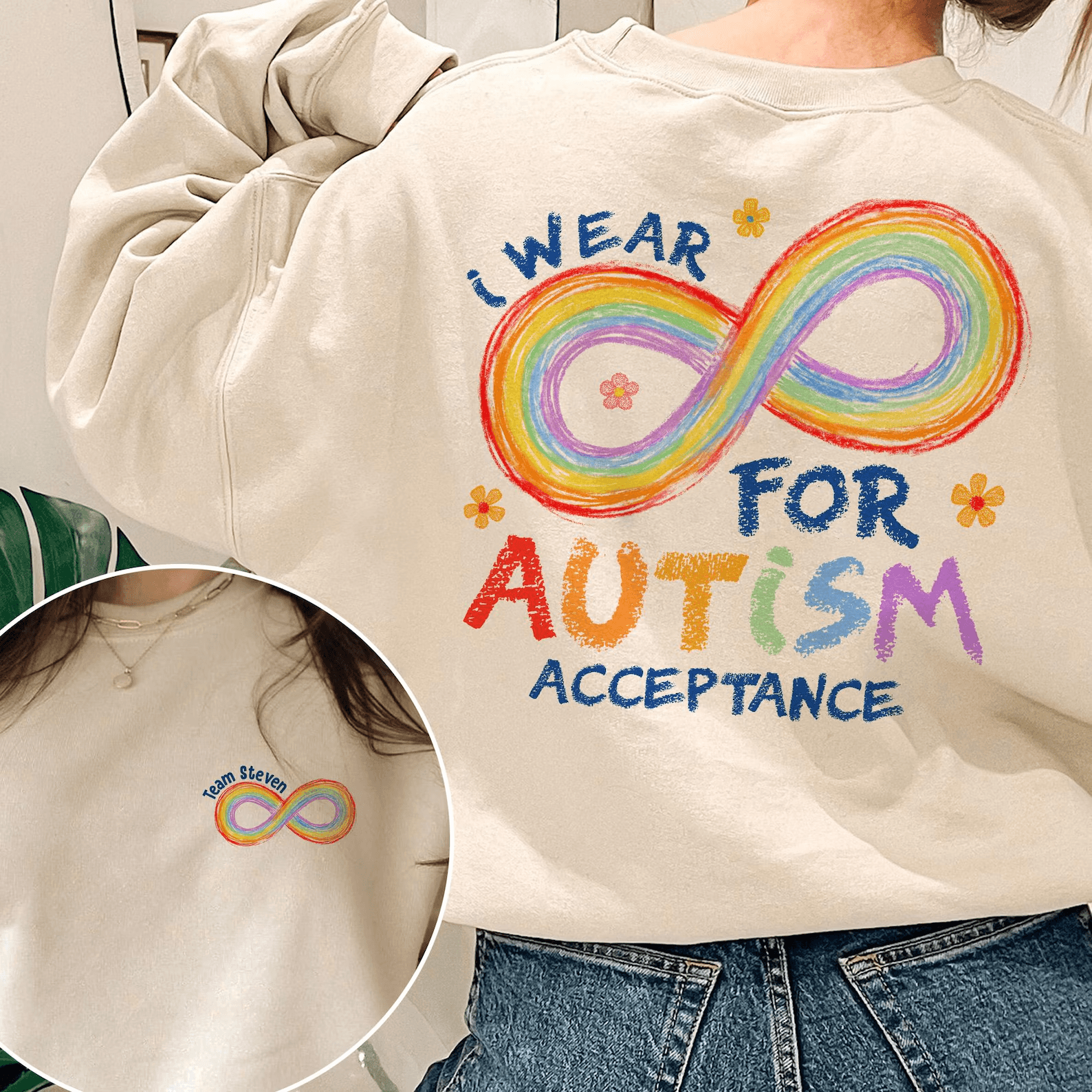 Personalized Rainbow Infinity Autism Awareness Shirt – Custom Family Support Comfort Tee