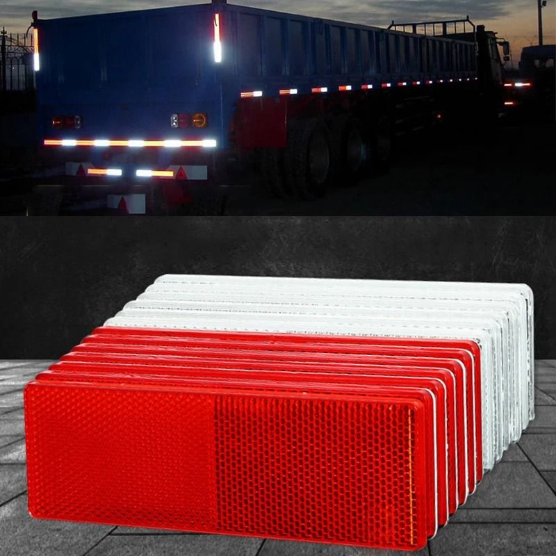 Truck Trailer Reflective Rectangle Safety Plates Adhesive Warning Stickers 8 Pack
