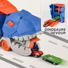 Foldable Dinosaur Truck with Race Track and Transforming T-Rex Toy – Interactive Playset for Kids