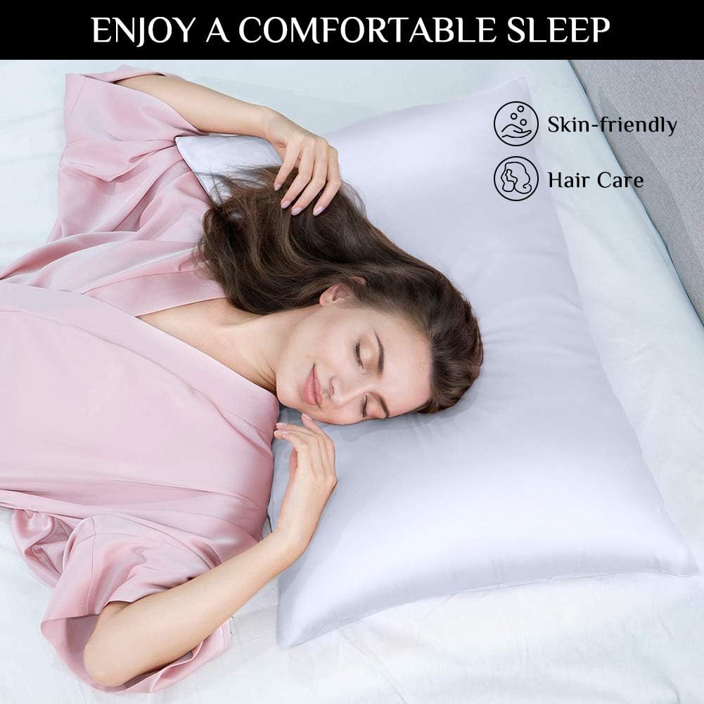 Super Soft Satin Silk Pillowcase Set, Coral Standard Size Super Soft Pillow Cases for Hair & Skin