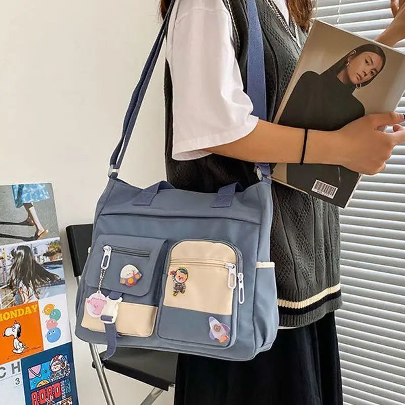 Waterproof Oxford Canvas Tote Crossbody Messenger Bag for Women