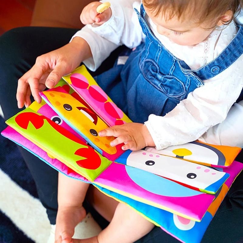 Montessori Early Educational Cartoon Animal Face Matching Cloth Book