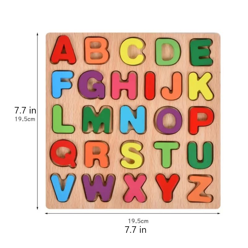 Colorful alphabet number puzzle board - Wooden Alphabet & Number Matching Game for Preschool Kids