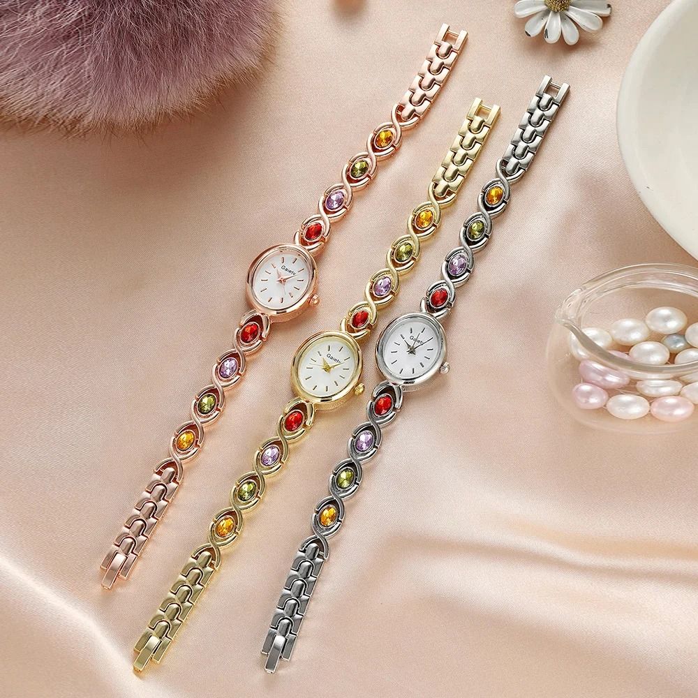 Ladies Retro Oval Rhinestone Luxury Quartz Watch