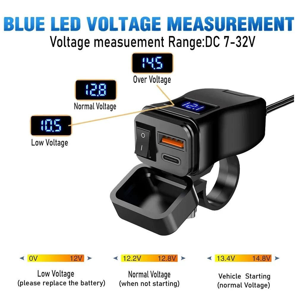 Industrial Standard 60W Motorcycle Dual USB Fast Charger