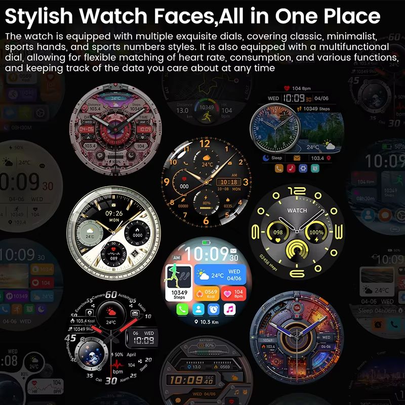 2025 Smart Watch for Android & iOS – AMOLED Screen, GPS Tracking, Heart Rate Monitor, Bluetooth Calling & Waterproof Fit