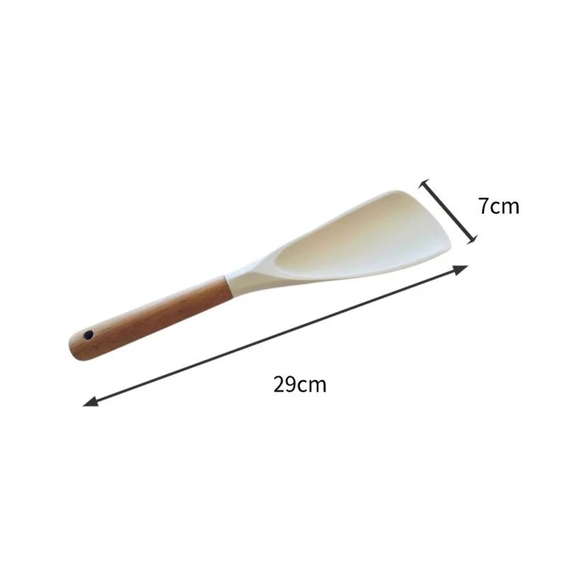 Silicone Cooking Spatula with Wooden Handle for Non Stick Cookware