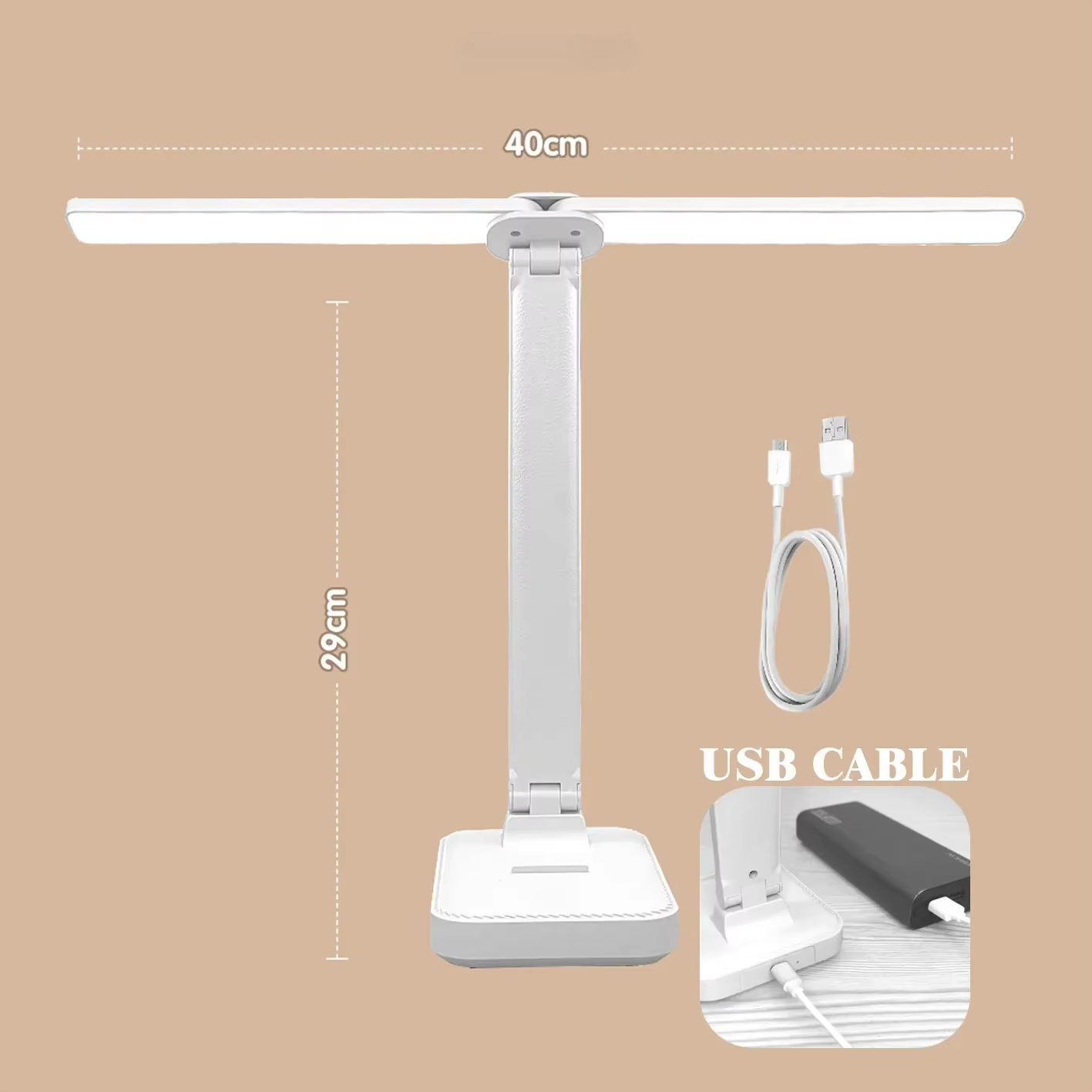 Rechargeable Foldable LED Desk Lamp with Touch Dimming and Eye Protection