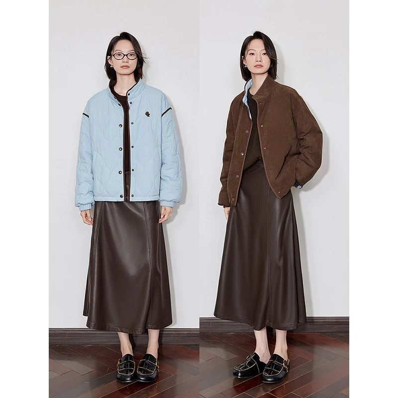 Elegant Contrasting Spliced Cotton Coat | Winter High-Fashion Outwear