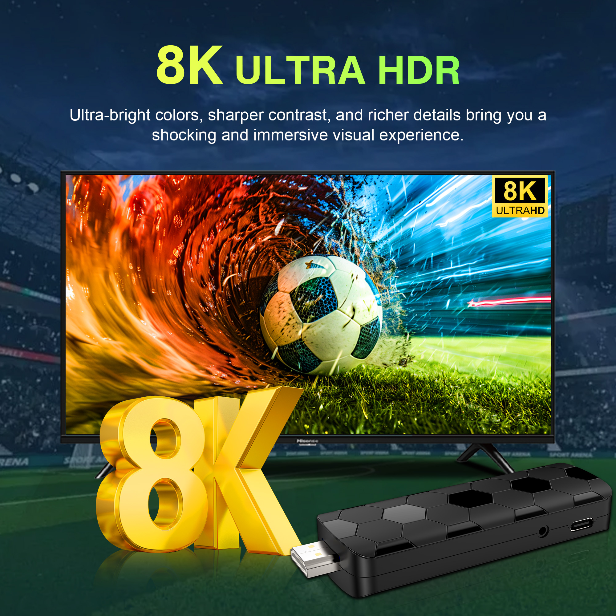 Mini TV Stick Wifi Android ATV RAM ROM Voice Remote Global Streaming TV Box